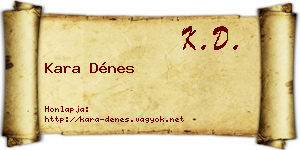 Kara Dénes névjegykártya